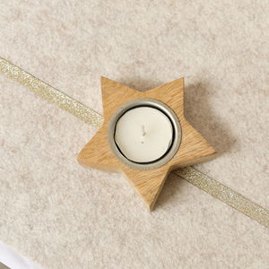 Wooden Star Shaped Tealight Holder - 10cm Wooden Star Shaped Tealight Holder - 10cm