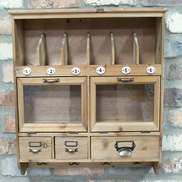 Wooden Wall Mounted Cupboard with hooks