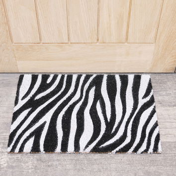 Zebra Print Coir Door Mat