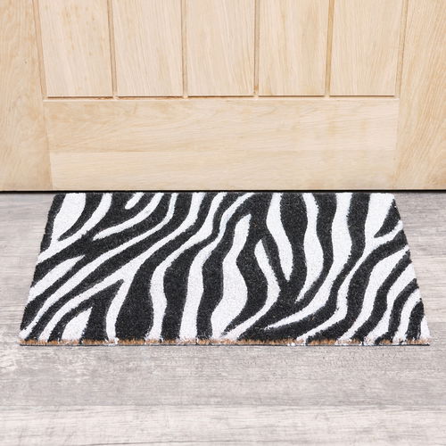 Zebra Print Coir Door Mat