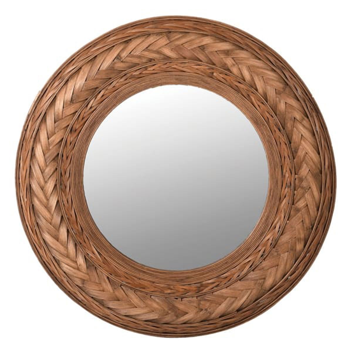 Large Natural Bamboo Round Wall Mirror