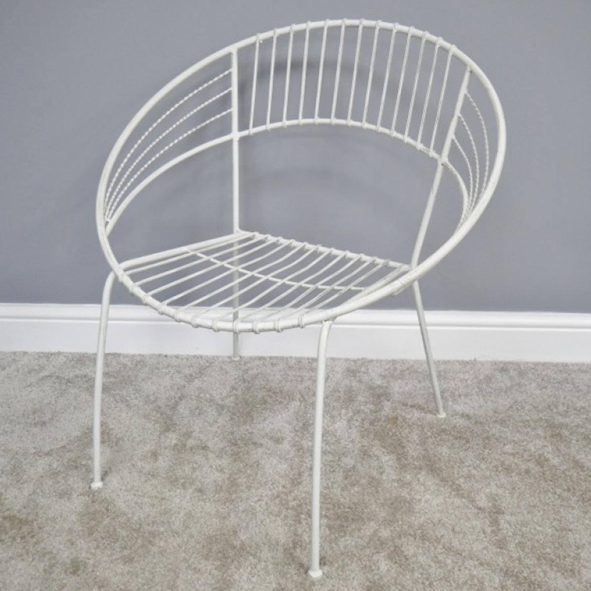 Retro White Wire Garden Chair
