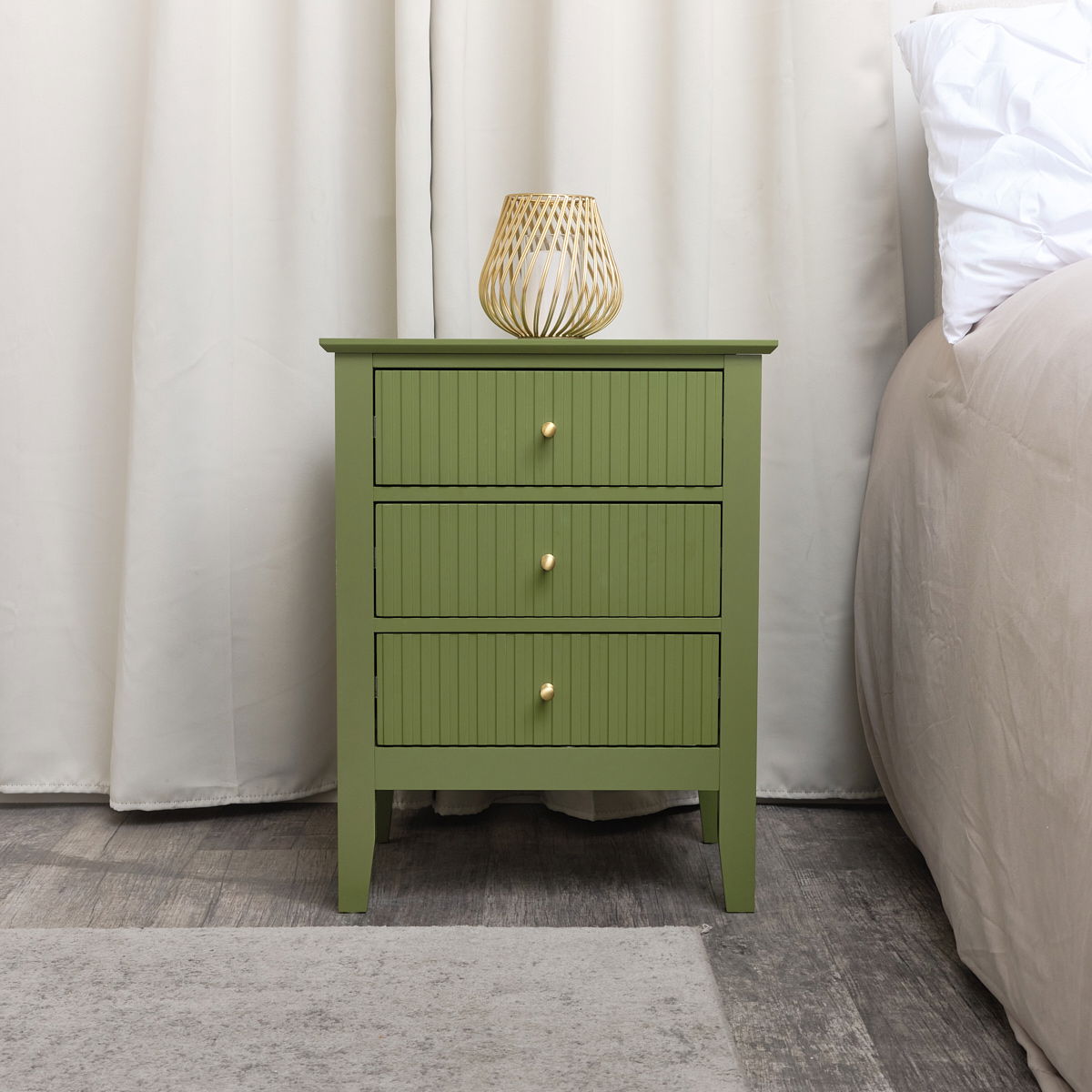 3 Drawer Bedside Table - Hales Green Range