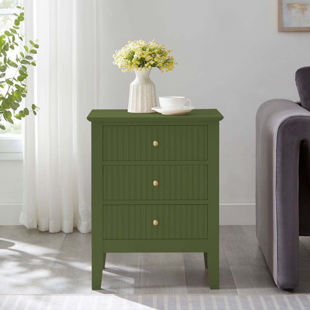 3 Drawer Bedside Table - Hales Green Range