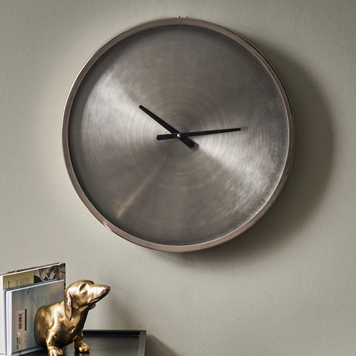 Brushed Nickel Round Wall Clock 50cm x 50cm