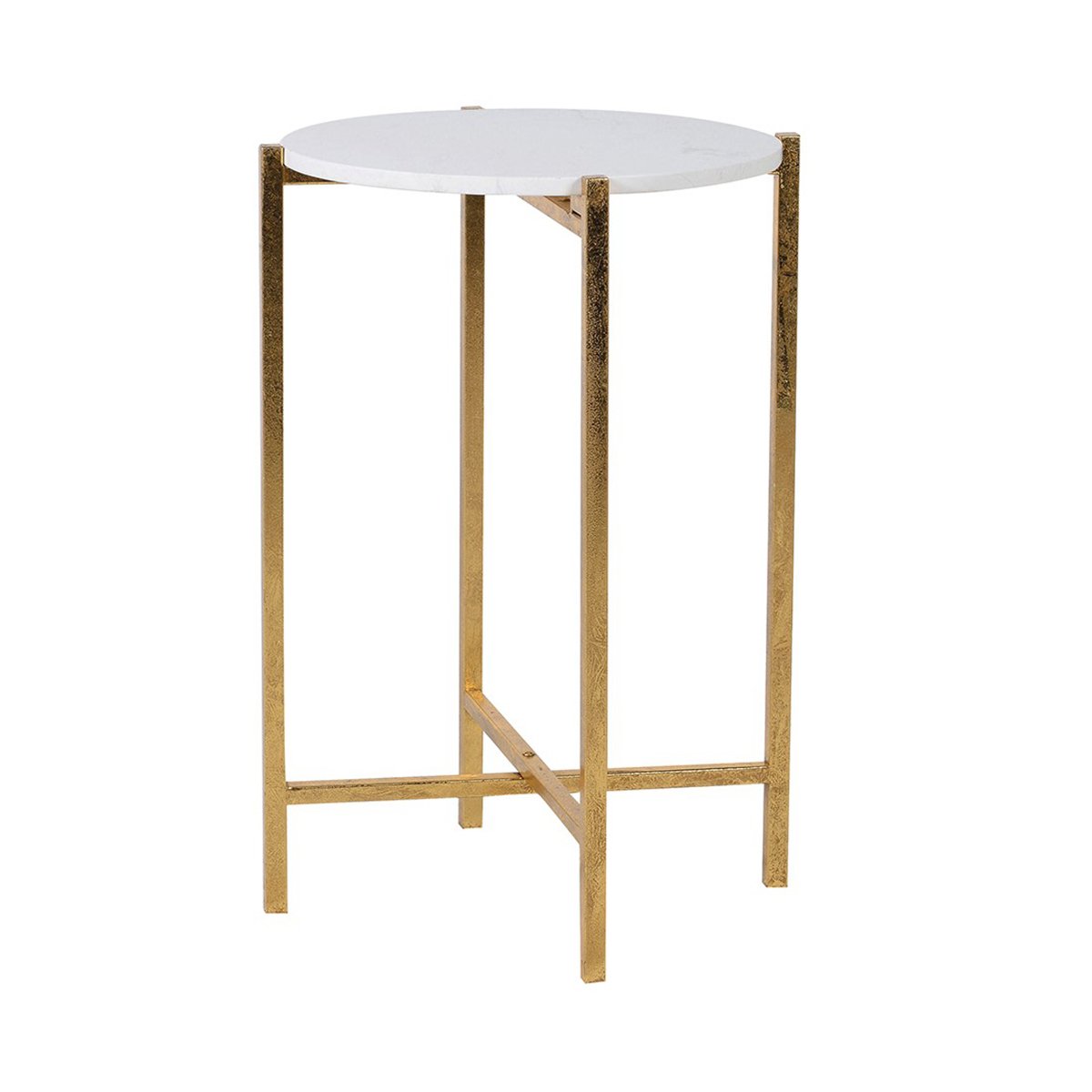 Round Faux Marble Top Gold Side Table