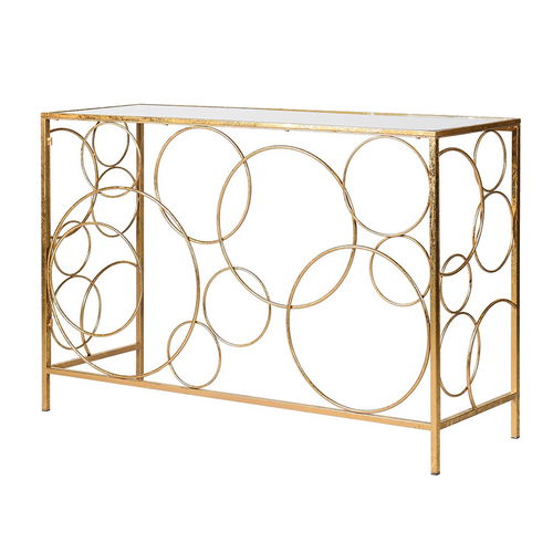 Gold Multi Circle Mirrored Console Table