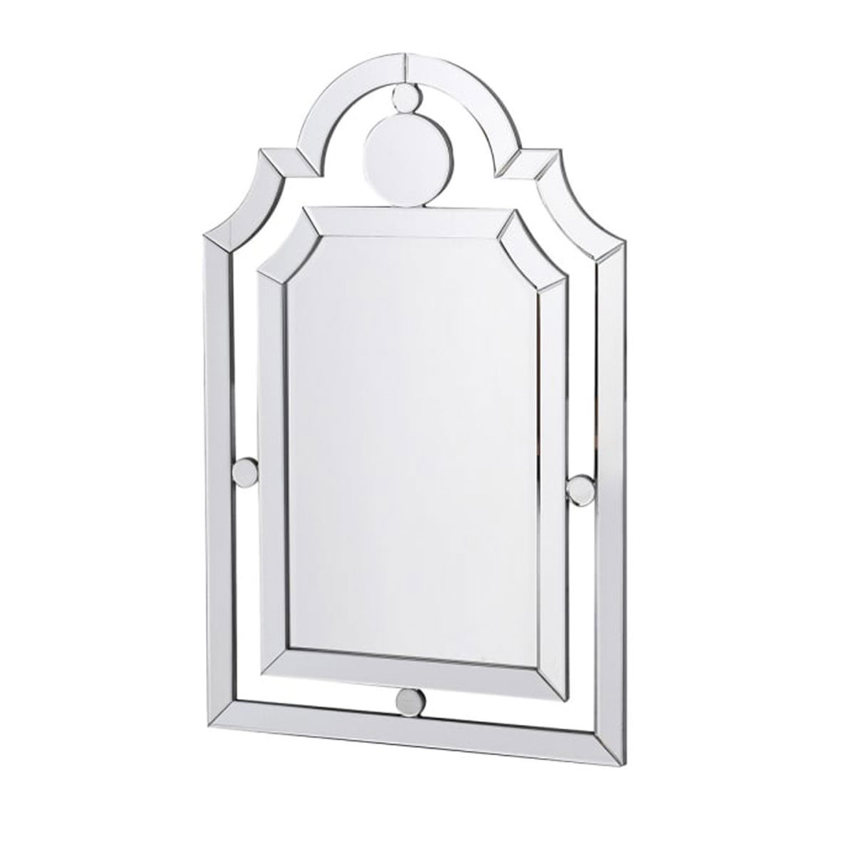 Arched Art Deco Frameless Circle Detailing Wall Mirror 119cm x 75cm
