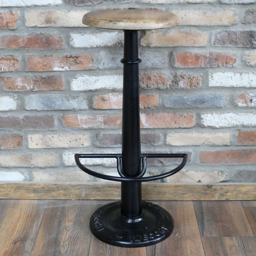 Adjustable Wood and Black Bar Stool