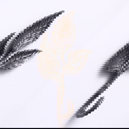 Antique Brass Leaf Detail Textured Wall Hook