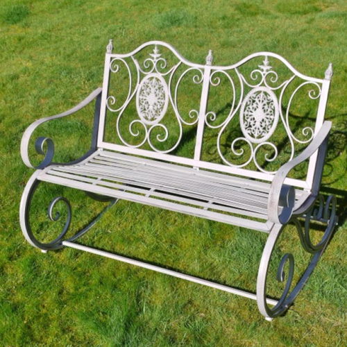 Antique Grey Vintage Rocking Garden Bench