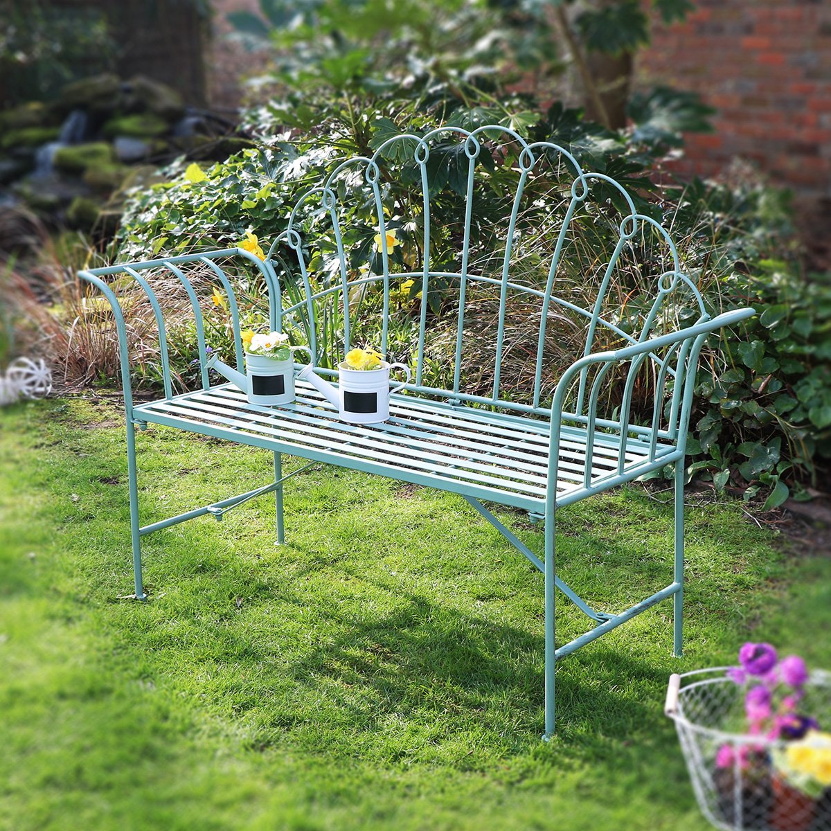 Antique Sage Green Garden Bench 