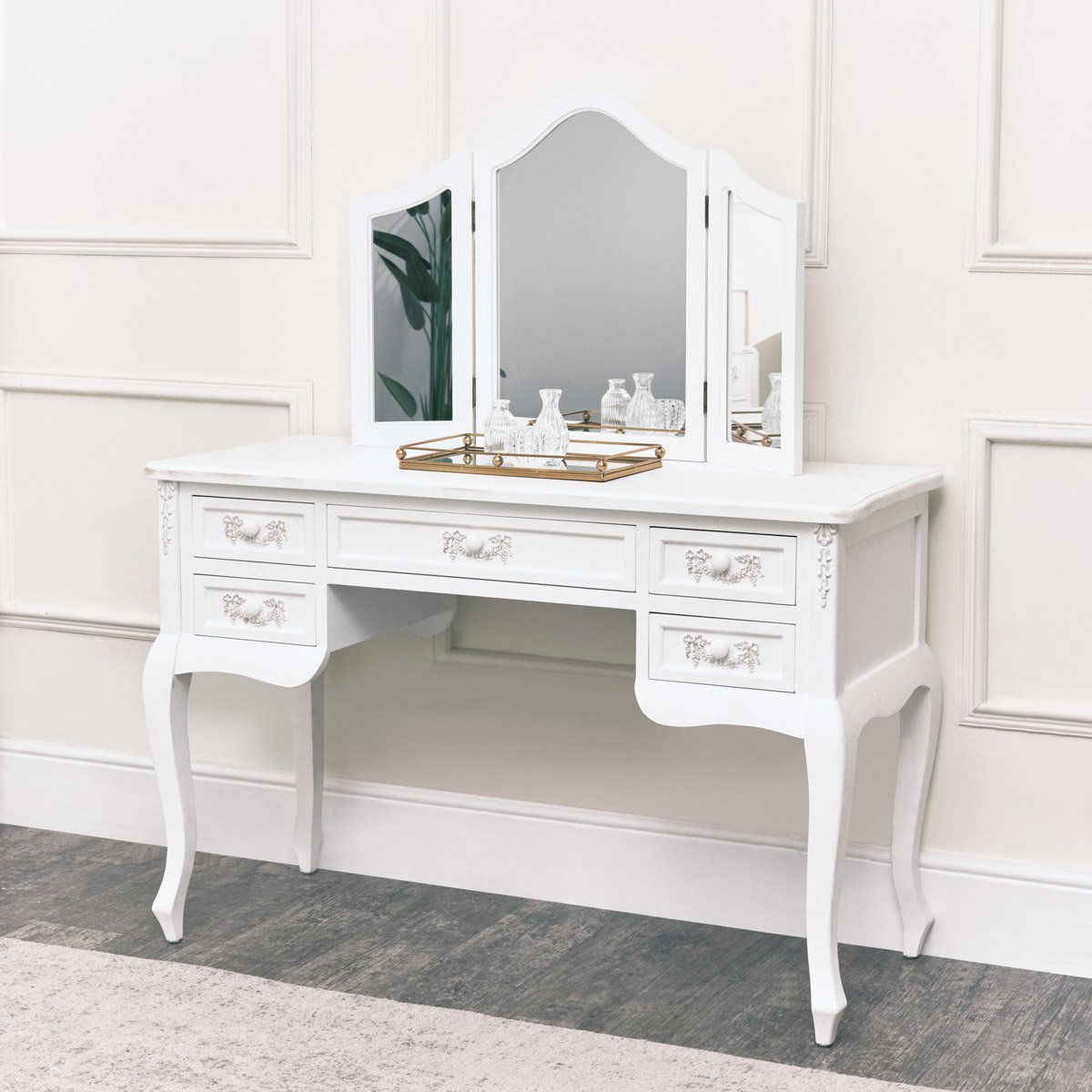 White Vanity Table Set,Makeup Dressing Table with Lighted Tri-Folding Mirror  & Cushion Stool,3 Color Lighting Modes&10 LED Light Bulbs - Walmart.com