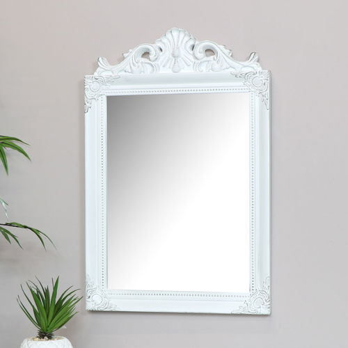 Antique White Wall Mirror 36cm x 55cm