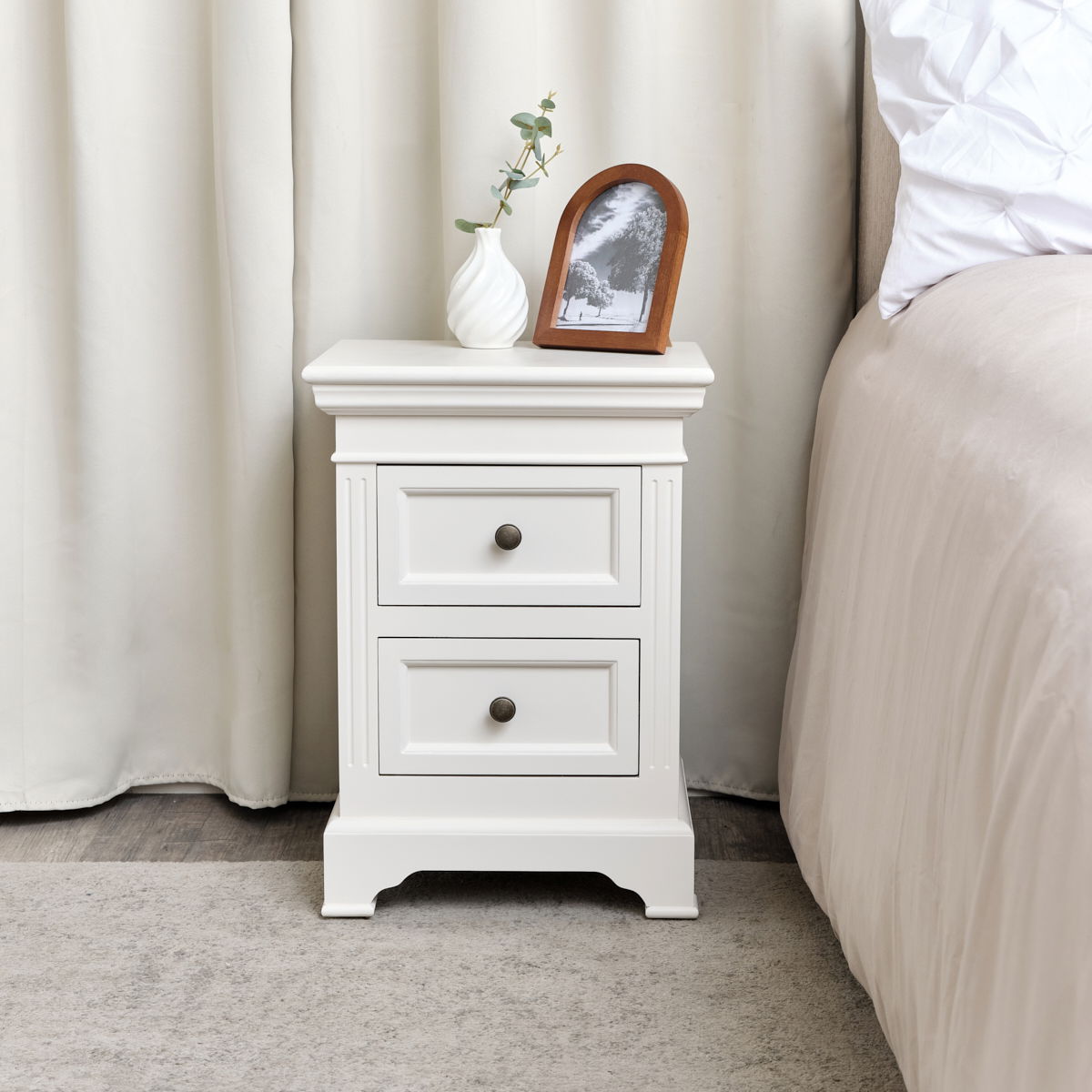 Ivory Two Drawer Bedside Table - Daventry Ivory Range