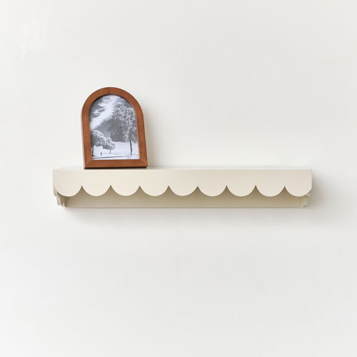 Pale Taupe Scalloped Wall Storage Shelf - 61cm