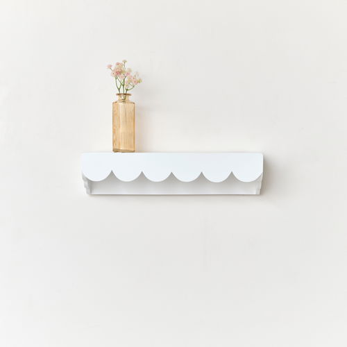 White Scalloped Wall Storage Shelf -  40cm