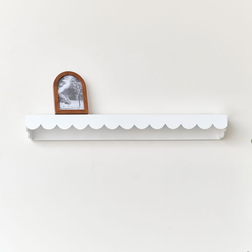 White Scalloped Wall Storage Shelf -  90cm
