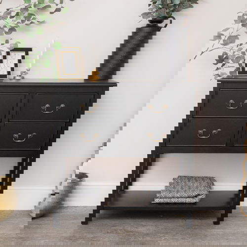 Black 4 Drawer Large Chest/Console Table with Shelf - Briggs Range