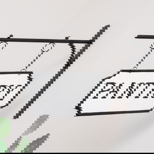 Black and White Metal Wall Mounted Hanging Pantry Sign