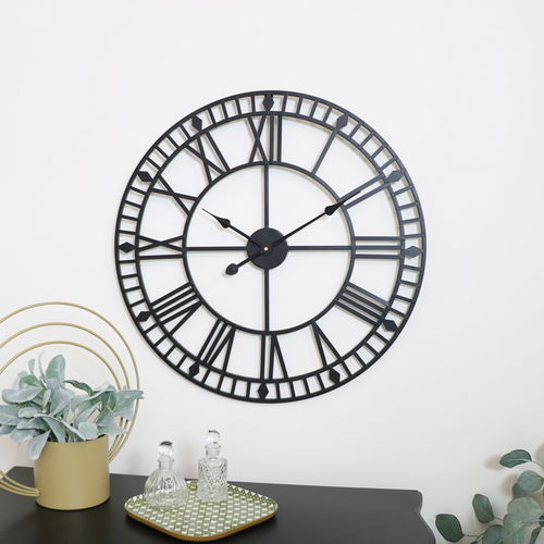 Black Metal Skeleton Clock 60cm x 60cm