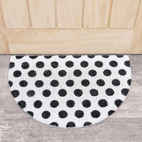 Black & White Polka Dot Half Moon Door Mat 