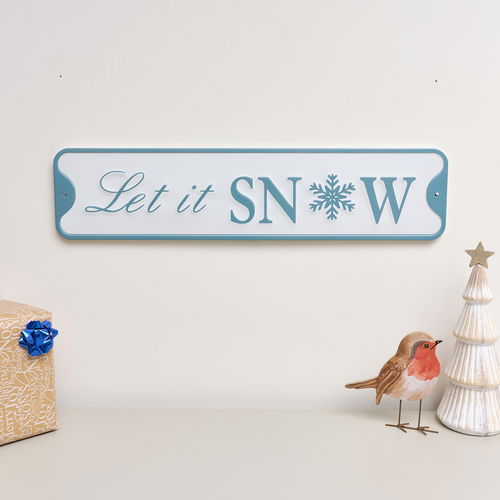 Blue & White Let It Snow Decorative Christmas Sign