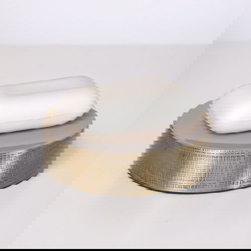 Brass Gold Textured Metal Round Soap Dish