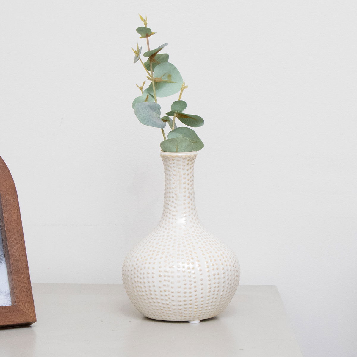 Ceramic Cream Speckled Urchin Vase - 17cm