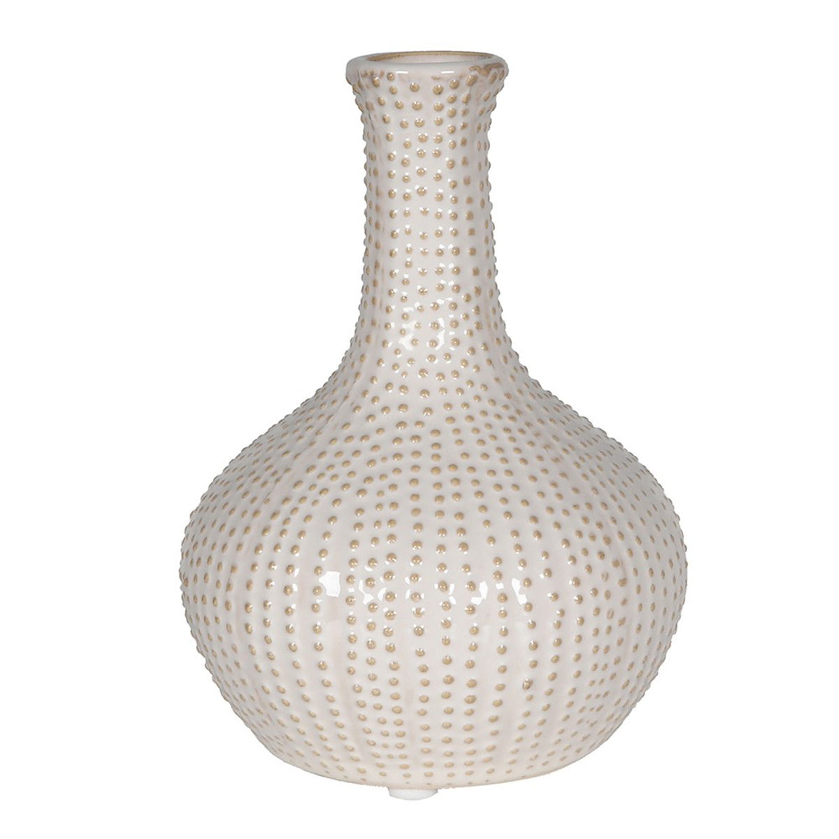 Ceramic Cream Speckled Urchin Vase - 17cm