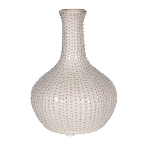 Ceramic Cream Speckled Urchin Vase - 17cm