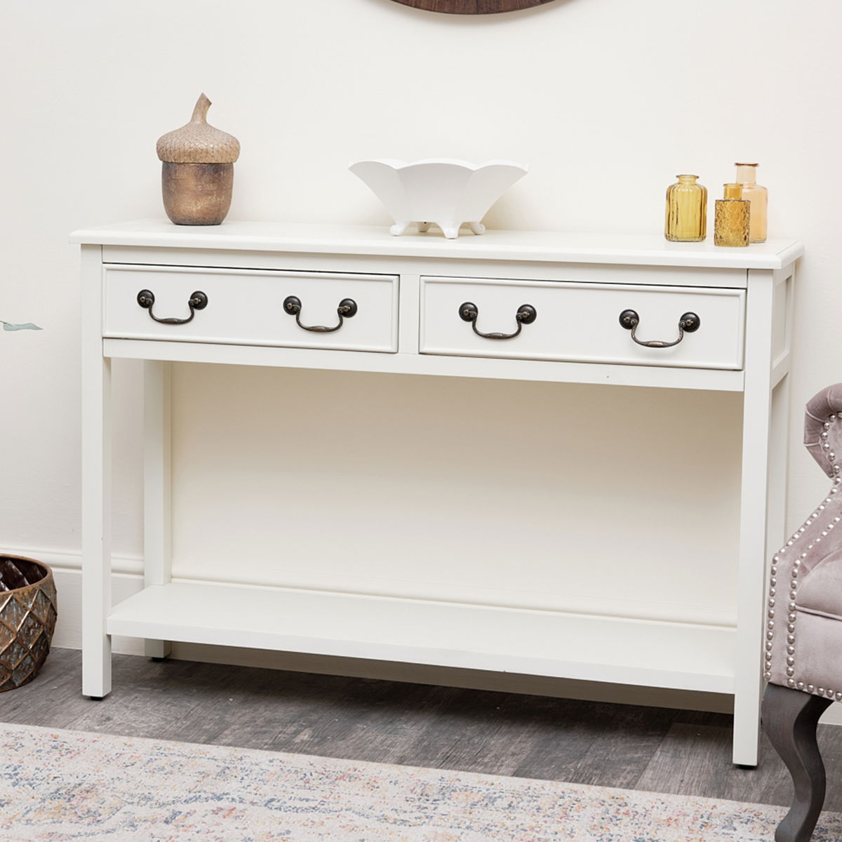 Chic Cream Console with Twin Drawers