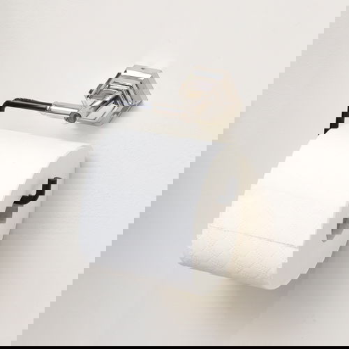 Chrome Silver and Black Toilet Roll Holder