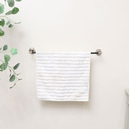 Chrome Silver and Black Towel Rail 64cm