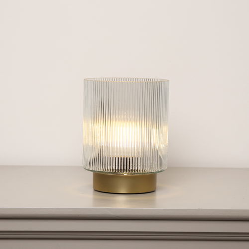 Clear Ribbed Glass Ambient Table Lamp