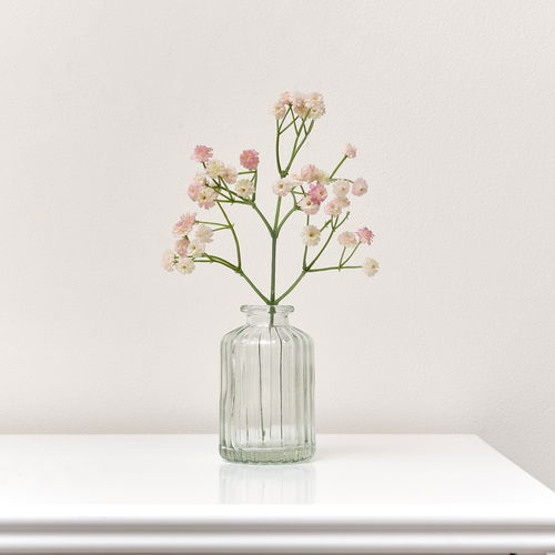 Clear Ribbed Glass Bottle Vase - 10cm