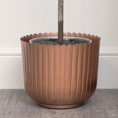 Copper Scalloped Metal Planter