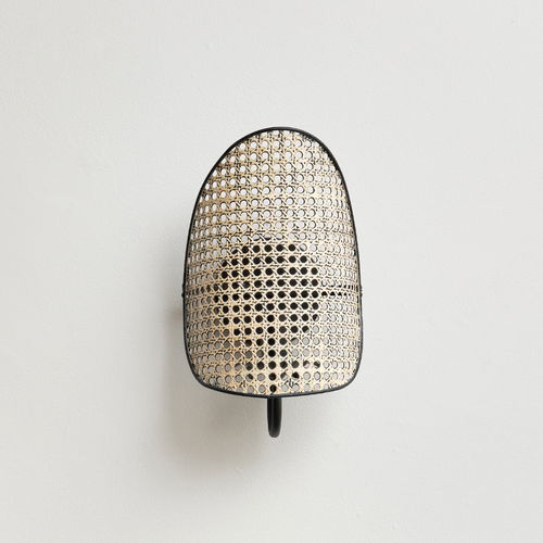 Curved Rattan Effect Wall Light