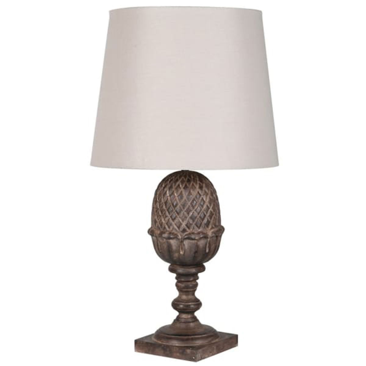 Distressed Acorn Table Lamp with Linen Shade