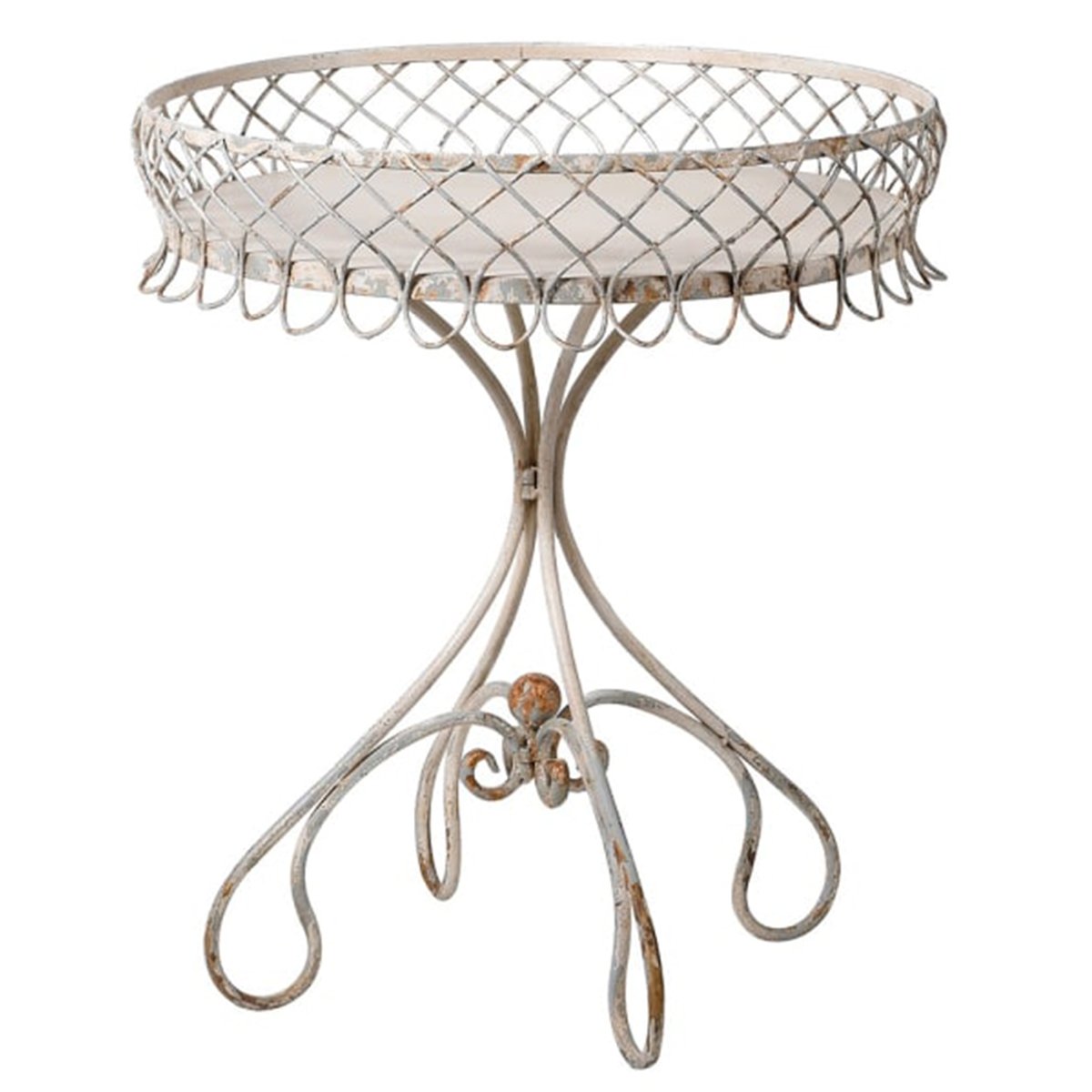 Distressed White Wire Side Table