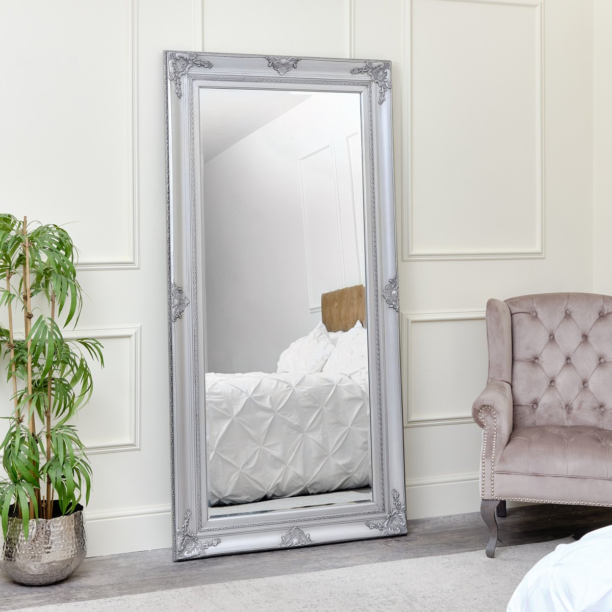 Extra Large Ornate Silver Wall/Leaner Mirror 100cm x 200cm