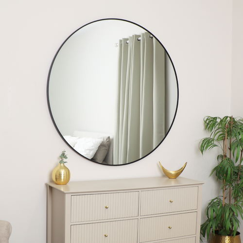 Extra Large Round Black Wall Mirror 120cm x 120cm (1.2 M x 1.2 M)