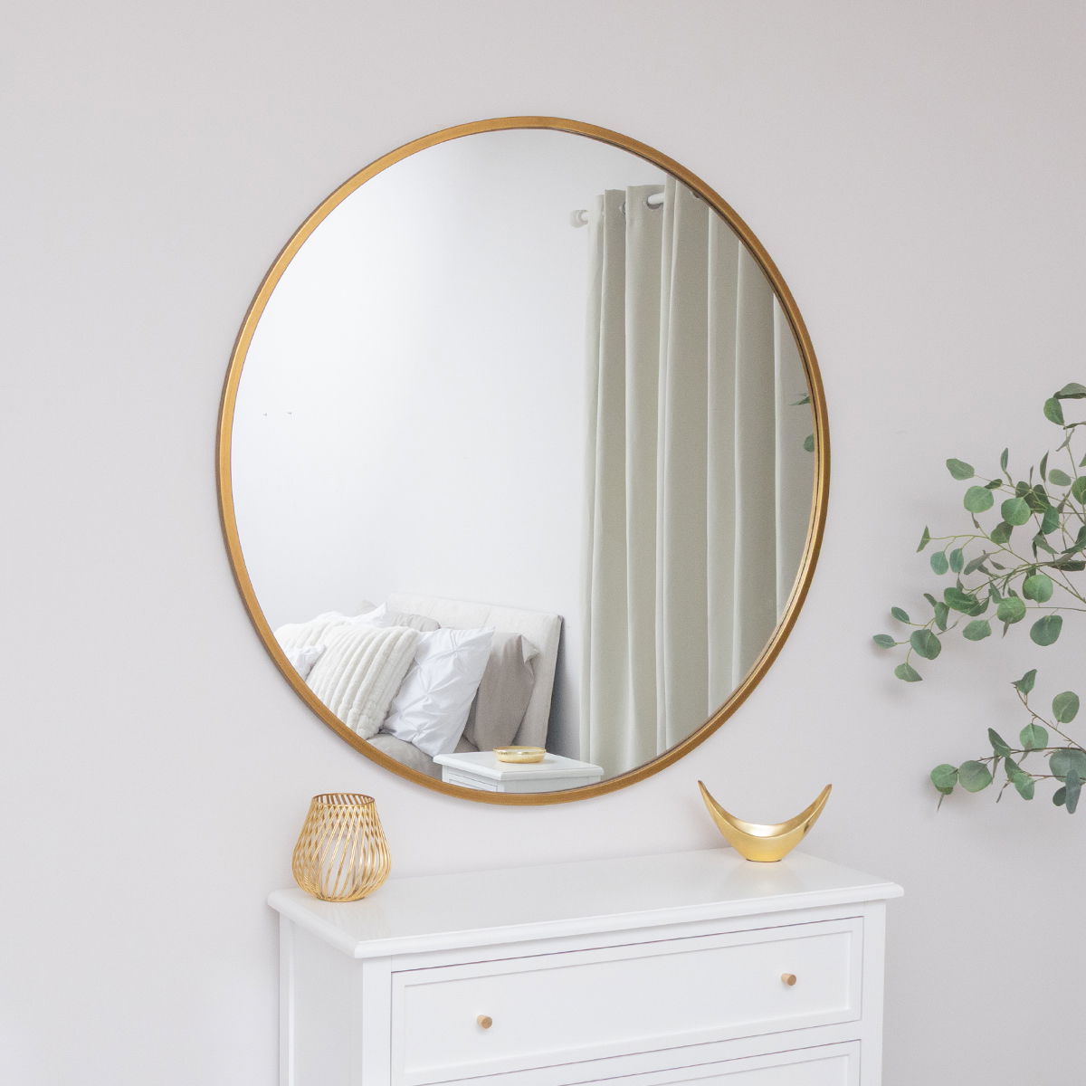 Extra Large Round Gold Wall Mirror 120cm x 120cm (1.2 M x 1.2 M)