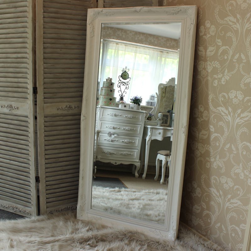 Extra Large White Ornate Wall/Floor Mirror 158cm x 78cm