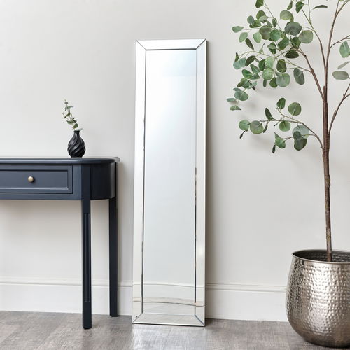 Full Length Bevelled Mirrored Wall Mirror 37cm x 140cm 