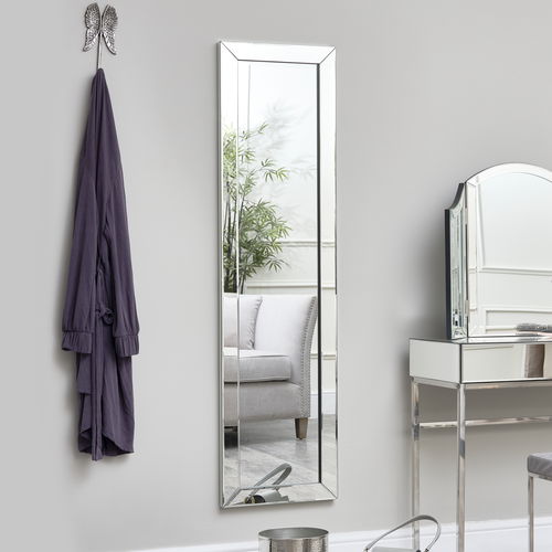 Full Length Bevelled Mirrored Wall Mirror 37cm x 140cm 