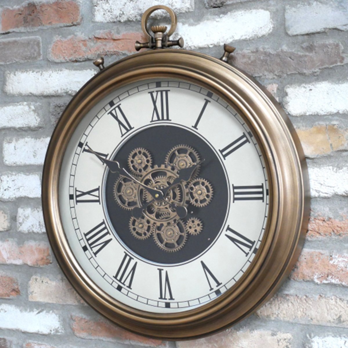 Gold, Black and White Pocket Watch Style Clock