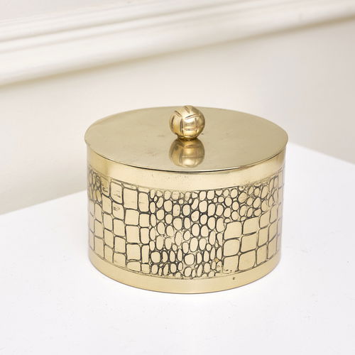 Gold Crocodile Print Trinket Pot