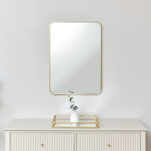 Gold Curved Framed Wall Mirror 70cm x 50cm