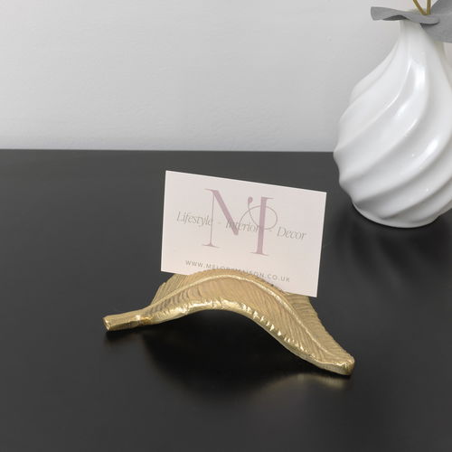 Gold Feather Place Card Holder